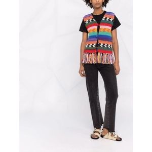 Multicolor Fringe Knit Vest